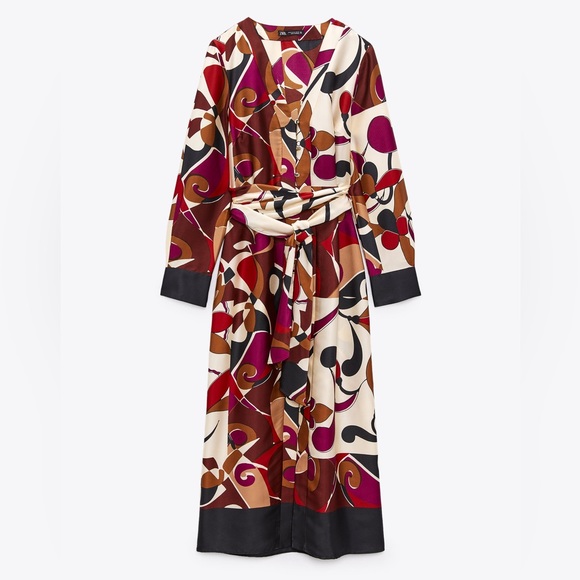 New Zara Satin Effect Floral Dress - 9073/303 - Picture 1 of 14